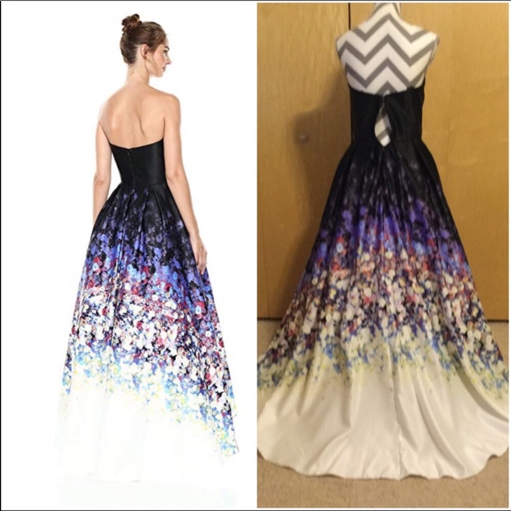 Betsy & Adam Women's Strapless Floral Ball Gown - Picture 4 of 8